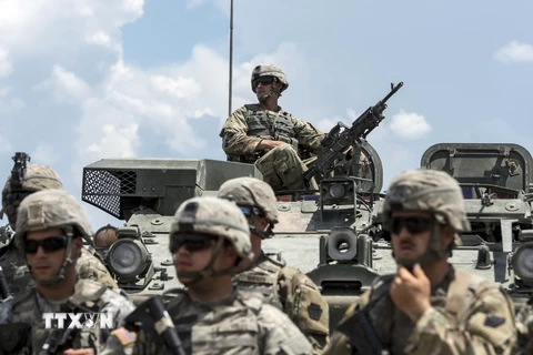 Binh sỹ Mỹ tham gia một cuộc tập trận ở Macedonia ngày 17/6/2019. (Nguồn: AFP/TTXVN)