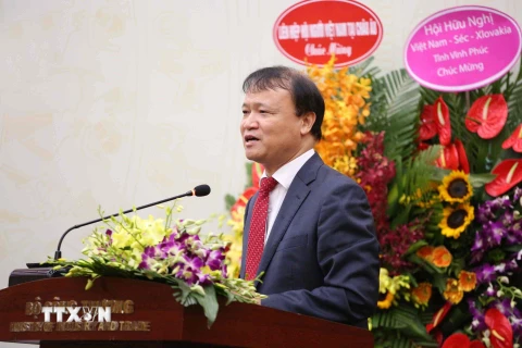 Chủ tịch Hội hữu nghị Việt Nam-Séc Đỗ Thắng Hải phát biểu. (Ảnh: Văn Điệp/TTXVN)