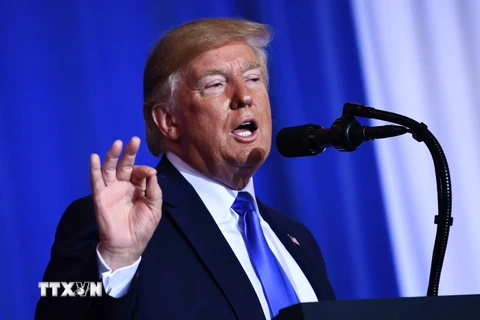 Tổng thống Mỹ Donald Trump phát biểu tại cuộc họp báo bên lề Hội nghị thượng đỉnh G20 ở Osaka, Nhật Bản, ngày 29/6. (Nguồn: AFP/TTXVN)