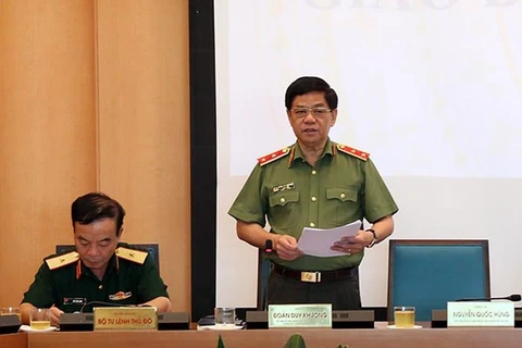Trung tướng Đoàn Duy Khương, Giám đốc Công an thành phố Hà Nội phát biểu tại hội nghị. (Nguồn: anninhthudo.vn)