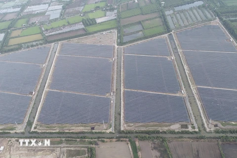 Nhà máy điện năng lượng Mặt Trời Sao Mai Solar PV1, công suất 104 MWp. (Ảnh: Thanh Sang/TTXVN)