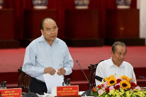 Thủ tướng Nguyễn Xuân Phúc phát biểu chỉ đạo. (Ảnh: Dương Giang/TTXVN)