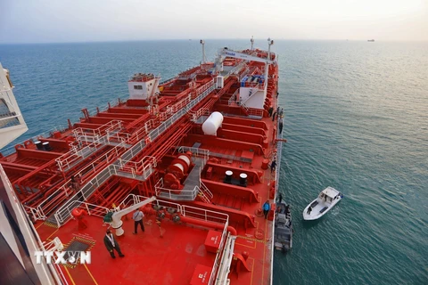 Tàu chở dầu mang cờ Anh, Stena Impero ở gần eo biển Hormuz, Iran ngày 21/7/2019. (Nguồn: THX/TTXVN)