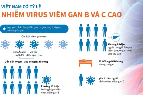 [Infographics] Việt Nam có tỷ lệ nhiễm virus viêm gan B và C cao