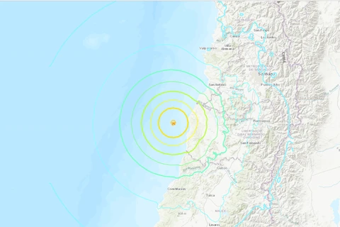 Vị trí khu vực xảy ra động đất. (Nguồn: earthquake.usgs.gov)