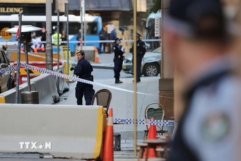 Cảnh sát phong tỏa hiện trường vụ đâm dao tại Sydney, Australia, ngày 13/8. (Nguồn: THX/TTXVN)