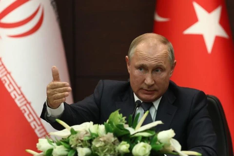 Tổng thống Nga Vladimir Putin phát biểu ngày 16/9 trong cuộc họp báo ở Ankara, Thổ Nhĩ Kỳ. (Nguồn: Getty Images)
