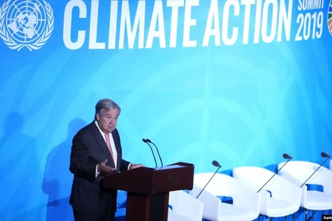 Tổng Thư ký Liên hợp quốc Antonio Guterres phát biểu khai mạc hội nghị. (Nguồn: Reuters)