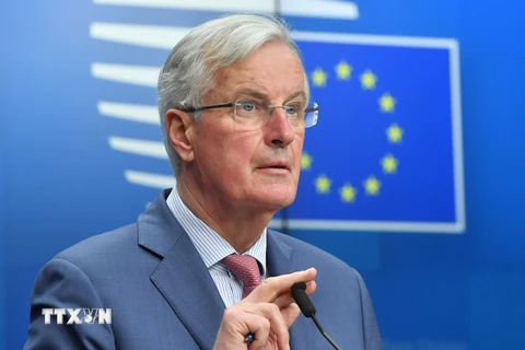 Ảnh tư liệu: Trưởng đoàn đàm phán Brexit của EU Michel Barnier phát biểu trong cuộc họp báo tại Brussels, Bỉ ngày 19/3/2019. (Nguồn: AFP/TTXVN)