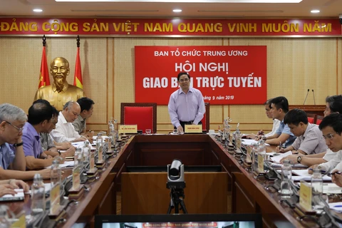 Ủy viên Bộ Chính trị, Bí thư Trung ương Đảng, Trưởng Ban Tổ chức Trung ương Phạm Minh Chính phát biểu chỉ đạo hội nghị. (Nguồn: TTXVN)