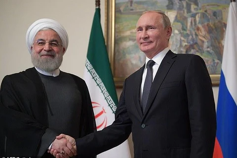 Tổng thống Iran Hassan Rouhani và người đồng cấp Nga Vladimir Putin. (Nguồn: AFP)