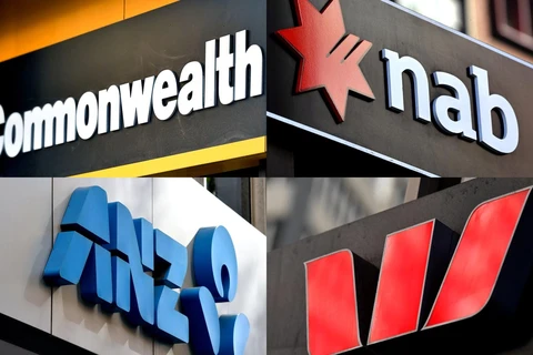 Logo 4 ngân hàng lớn nhất Australia gồm ANZ, Commonwealth Bank, National Australia Bank và Westpac. (Nguồn: AAP)