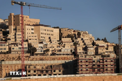Công trình xây dựng khu định cư Do Thái Ramat Shlomo ở Jerusalem. (Nguồn: AFP/TTXVN)