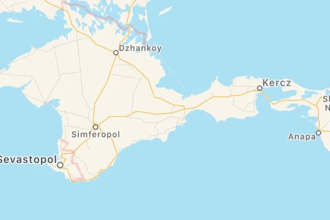Bản đồ trên Apple Maps hiển thị đường ranh giới tách biệt Crimea với Ukraine và coi vùng lãnh thổ này thuộc Liên bang Nga.