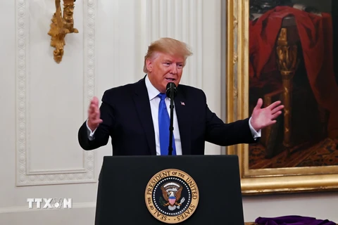 Tổng thống Mỹ Donald Trump phát biểu tại một sự kiện ở Washington, DC ngày 21/11/2019. (Nguồn: AFP/TTXVN)