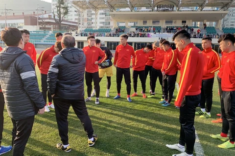 U23 Việt Nam tập buổi đầu tiên tại Hàn Quốc. (Nguồn: VFF)