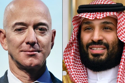 Thái tử Saudi Arabia Mohammed bin Salman và CEO Amazon, Jeff Bezos. (Nguồn: AFP)