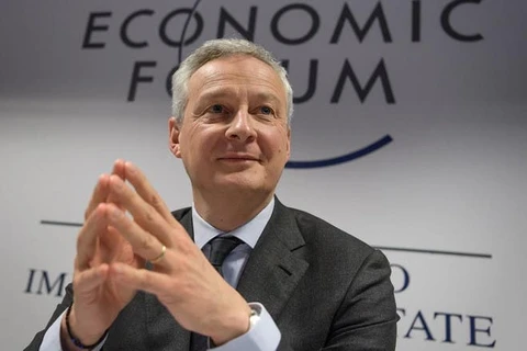 Bộ trưởng Tài chính Pháp Bruno Le Maire tại cuộc họp báo ở Diễn đàn Kinh tế Thế giới, ngày 22/1. (Nguồn: AFP)