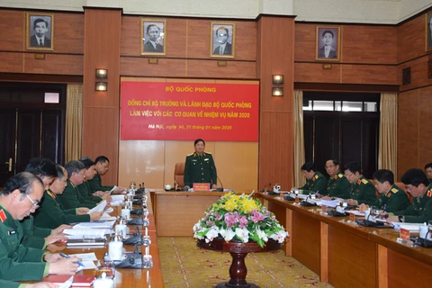 Đại tướng Ngô Xuân Lịch phát biểu tại buổi làm việc. (Nguồn: mod.gov.vn)