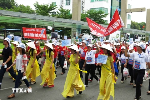 Công nhân khu công nghiệp Việt Nam-Singapore đi bộ gây quỹ từ thiện (Ảnh minh họa. Nguồn: TTXVN)
