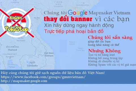 Lời kêu gọi của cộng đồng Google Map Maker với người chơi Pokemon Go Việt Nam. (Ảnh: Google Map Maker)