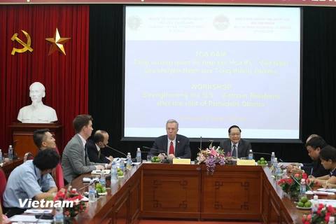 Đại sứ Ted Osius tại buổi tọa đàm tại Học viện Chính trị quốc gia Hồ Chí Minh chiều 27/9 (Nguồn: Doãn Đức/Vietnam+)