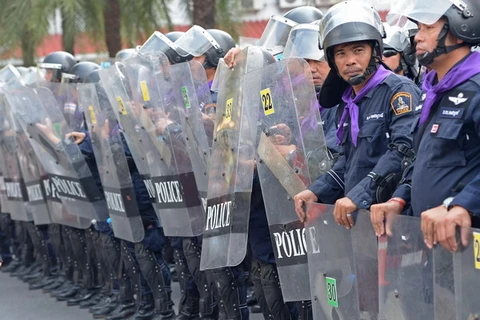 Cảnh sát Thái sẽ lập chốt bảo vệ người biểu tình. (Nguồn: AFP-TTXVN).