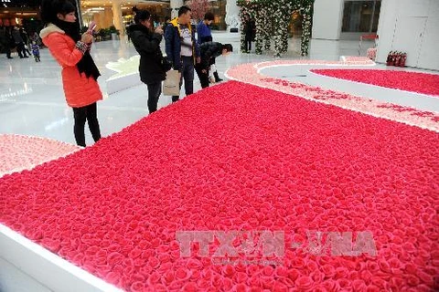 Biển hoa hồng mừng ngày Valentine tại Trung Quốc (Nguồn: TTXVN)