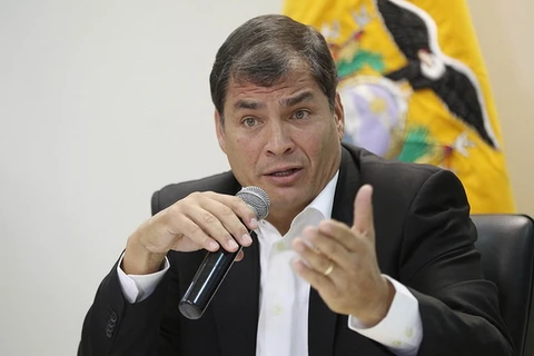 Tổng thống Correa khẳng định sự hiện diện của binh sĩ Mỹ vi phạm chủ quyền của Ecuador (Ảnh: Phủ tổng thống Ecuador)