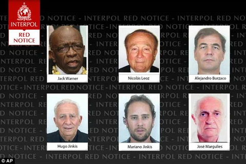 Các đối tượng liên quan đến bê bối của FIFA bị Interpol truy nã. (Nguồn: AP)