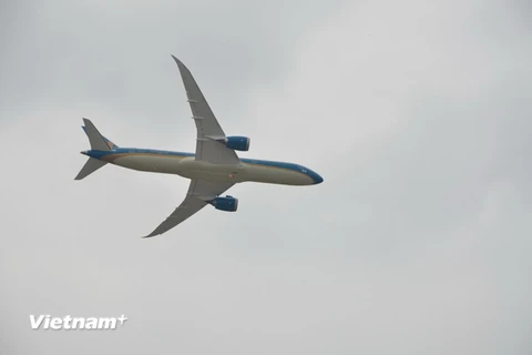 Boeing 787-9 Dreamliner bay trình diễn. (Ảnh: Bích Hà/Vietnam+)