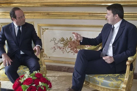 Tổng thống Pháp Francois Hollande và Thủ tướng Italy Matteo Renzi. (Nguồn: rfi)