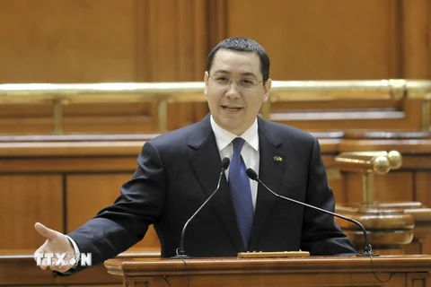 Thủ tướng Romania Victor Ponta trong một phiên họp quốc hội. (Nguồn: THX/TTXVN)