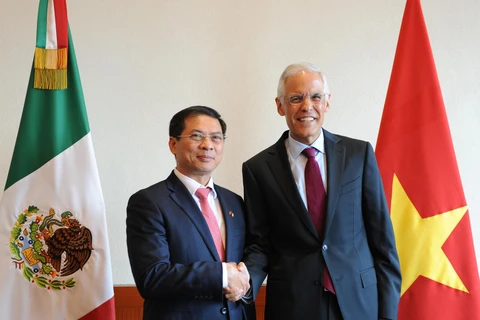 Thứ trưởng Thường trực Bùi Thanh Sơn và Thứ trưởng Bộ Ngoại giao Mexico Julián Ventura Valero. (Ảnh: Việt Hùng/Vietnam+)