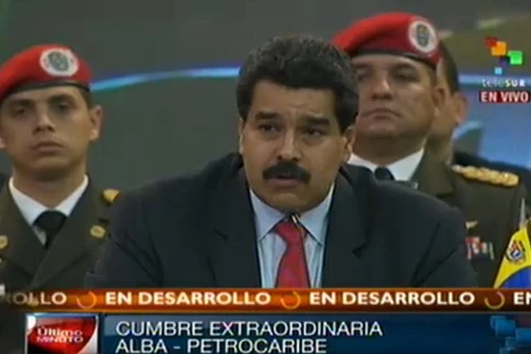 Tổng thống Venezuela Nicolás Maduro phát biểu bế mạc hội nghị. (Ảnh: Telesur)