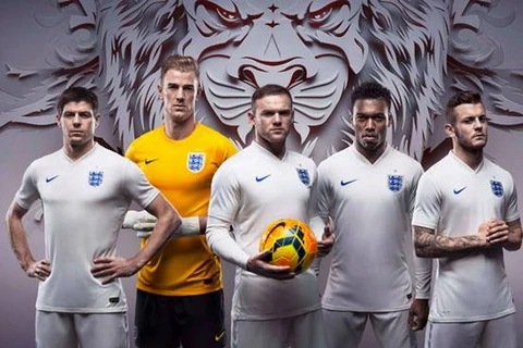 Áo thi đấu của đội tuyển Anh tại World Cup 2014.(Nguồn: Daily Mail)