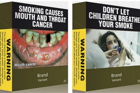 Khoảng trống trên bao thuốc lá chỉ dành cho những hình ảnh cảnh báo về sức khỏe. (Nguồn: Reuters)