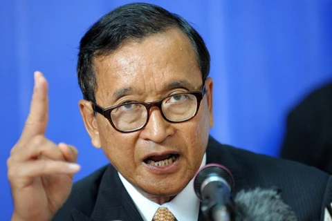 Chủ tịch Đảng Cứu nguy Dân tộc Campuchia (CNRP) Sam Rainsy. (Nguồn: AFP)