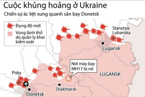 [Infographics] Chiến sự ác liệt quanh sân bay Donetsk ở đông Ukraine