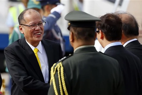 Tổng thống Philippines Benigno Aquino tại sân bay Haneda, Tokyo. (Nguồn: AP)