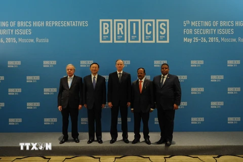 Đại diện cấp cao các nước thành viên Nhóm BRICS tại một hội nghị. (Nguồn: THX/TTXVN)