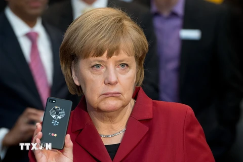Thủ tướng Đức Angela Merkel tại Hội chợ công nghệ cao CeBIT. (Nguồn: AFP/TTXVN)