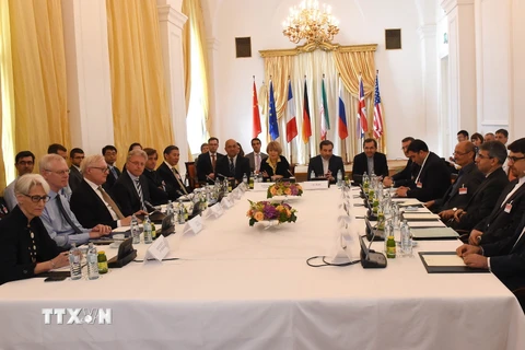 Quang cảnh một vòng đàm phán hạt nhân giữa đại diện Liên minh châu Âu, các nước P5+1 và Iran. (Nguồn: AFP/TTXVN)