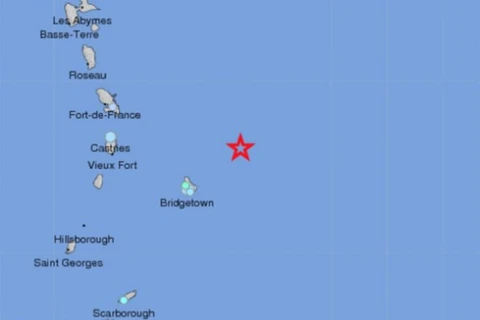 Vị trí của trận động đất. (Nguồn: caribjournal.com)