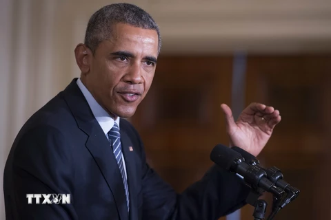 Tổng thống Mỹ Barack Obama cảnh báo Quốc hội về các nguy cơ nếu bác bỏ thỏa thuận hạt nhân. (Nguồn: AFP/TTXVN)