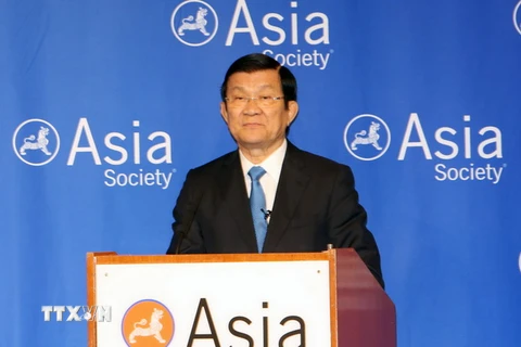 Chủ tịch nước Trương Tấn Sang dự và phát biểu tại Đối thoại chính sách tại Hội châu Á (AS). (Ảnh: Nguyễn Khang/TTXVN)