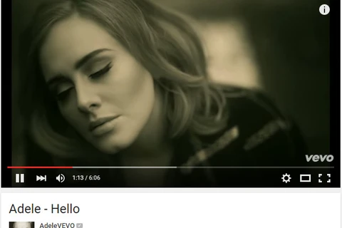 Sau năm ngày, đã có trên hơn 106 triệu lượt nghe 'Hello' ở Youtube. 