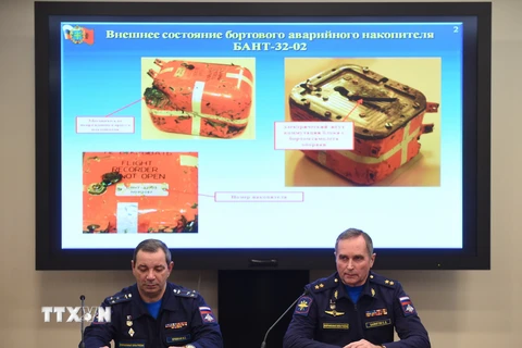 Đại diện của Nga tại cuộc họp báo công bố về giải mã hộp đen chiếc máy bay Su-24 bị Thổ Nhĩ Kỳ bắn rơi. (Nguồn: THX/TTXVN)