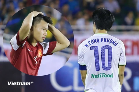 Công Phượng và Văn Thành (ảnh nhỏ) là hai cầu thủ tấn công tiêu biểu của U21 Hoàng Anh Gia Lai và U21 Việt Nam thất bại trên chấm luân lưu. (Ảnh: Minh Chiến/Vietnam+)