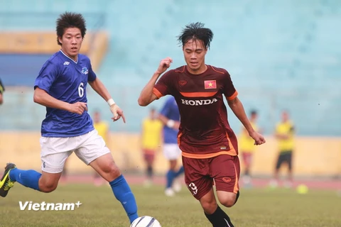 Cơ hội hiếm hoi U23 Việt Nam tạo được trận này tới từ Văn Toàn. (Ảnh: Đỗ Đen/Vietnam+)